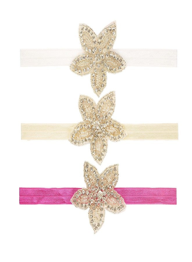 Nishine Girls White Rhinestone Flower Headband Pack Baby Christening Baptism Headband for Baby Shower Wedding Hair Accessories (Star-3 Pack) - Image 1